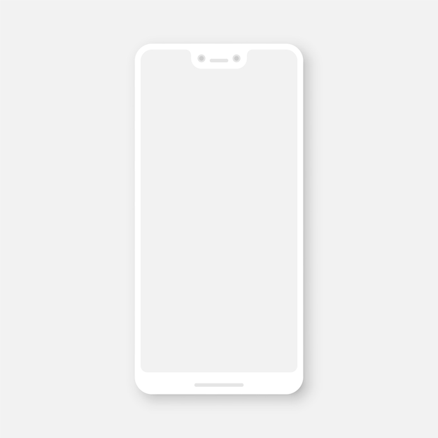 White Smartphone Mock Up with blank Screen on White 