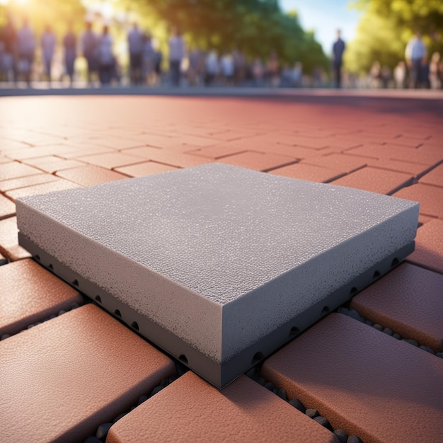 Vector white square pavement with a shape on the background of streetwhite street