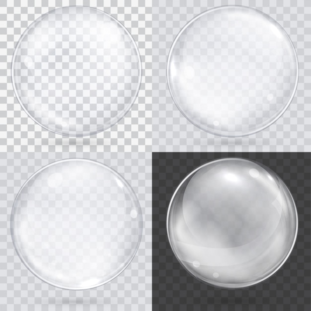 Vector white transparent glass sphere on a checkered