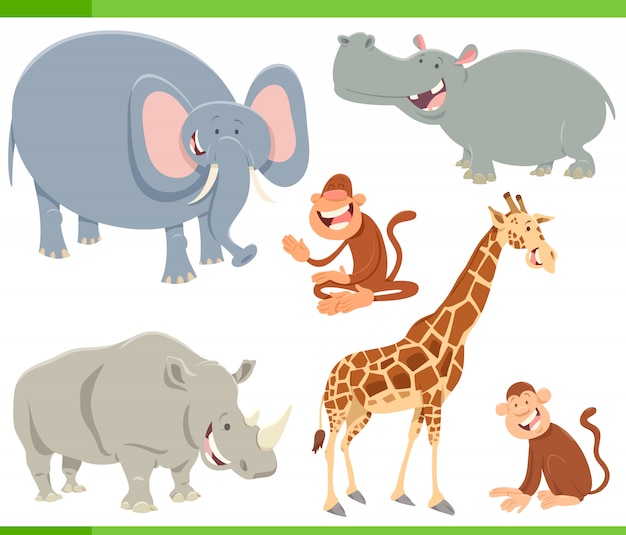 wild animals cartoon characters set