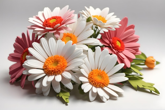 Wild flowers of chamomile and calendula on white background