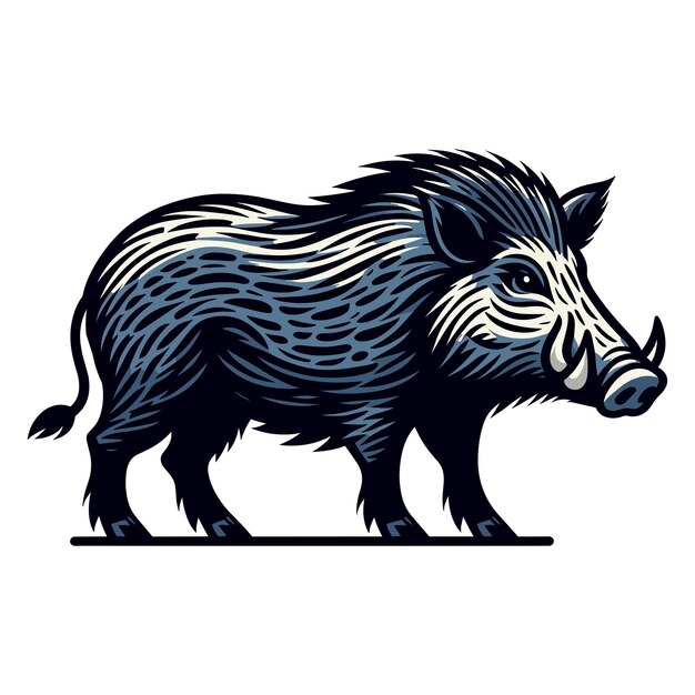 Vector wild hog boar pig full body design vector illustration beast animal wildlife template