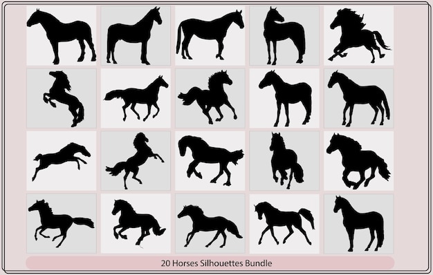 Vector wild horses silhouetterunning horse black silhouettehorse icon vector silhouetteblack silhouett