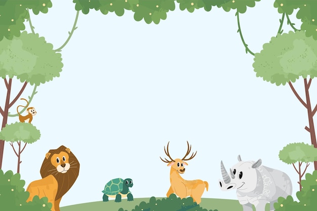 Vector wildlife animal illustration frame background