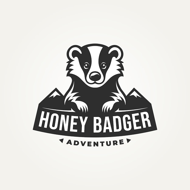 Vector wildlife honey badger icon logo vector illustration design simple modern honey badger adventure logo concept