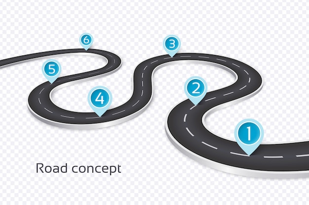 Winding 3d road infographic concept