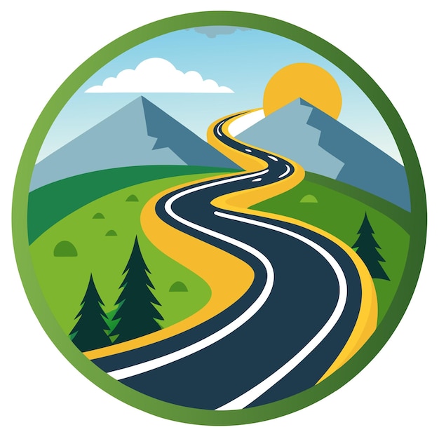 Vector winding road clipart vector art and illustration