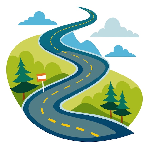 Vector winding road clipart vector art and illustration