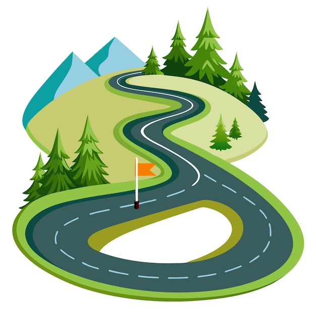 Vector winding road clipart vector art and illustration