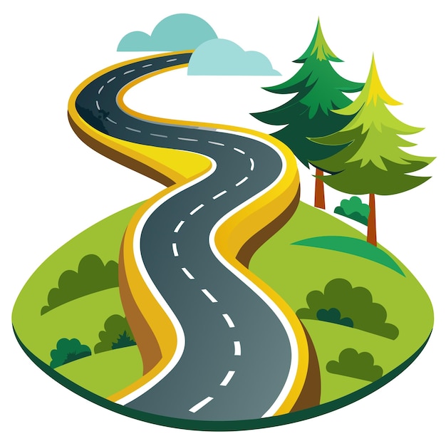 Vector winding road clipart vector art and illustration