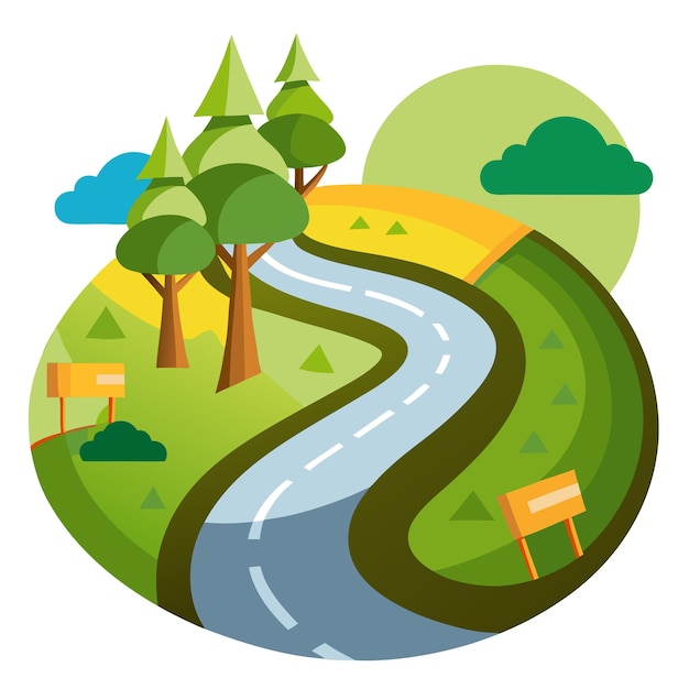 Vector winding road clipart vector art and illustration