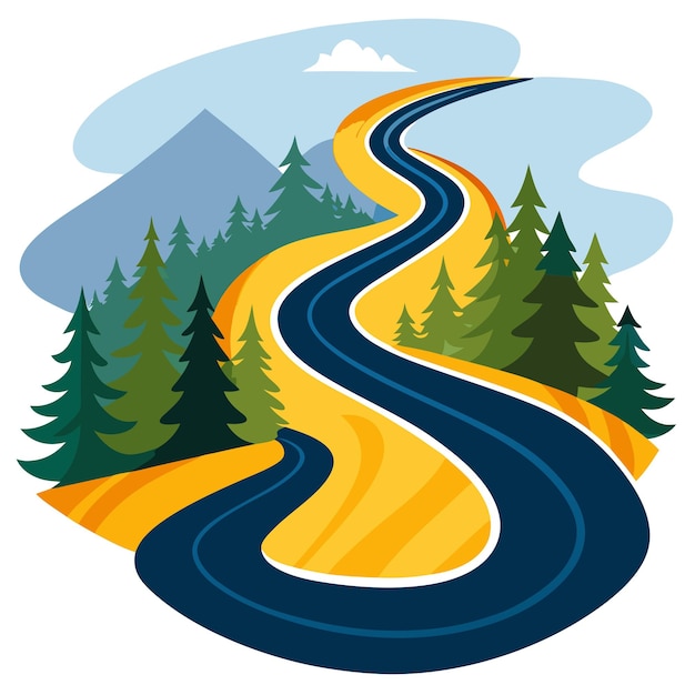 Vector winding road clipart vector art and illustration