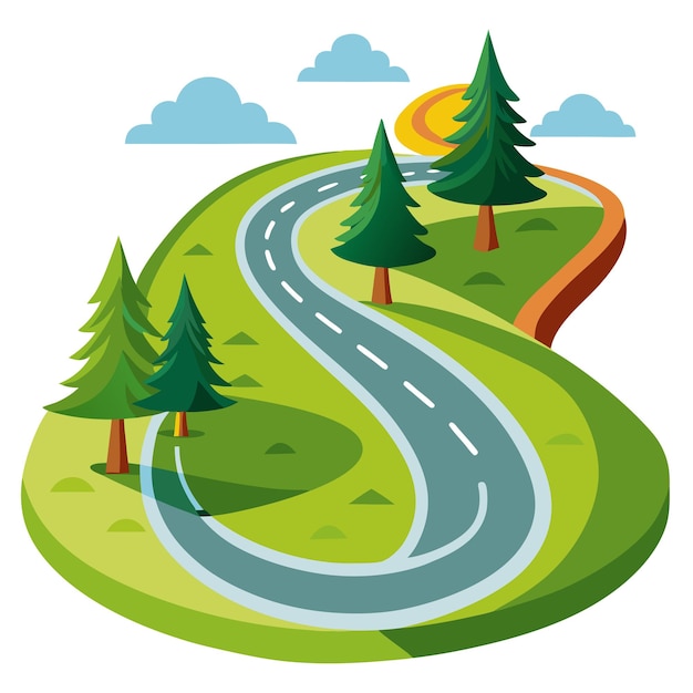 Vector winding road clipart vector art and illustration