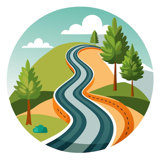 Vector winding road clipart vector art and illustration