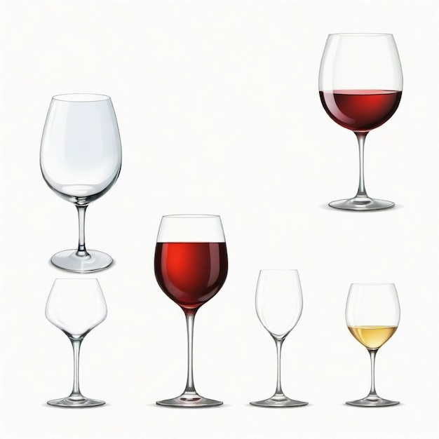 Vector wine glass detailed vector set