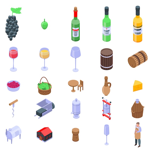 Winemaker icons set