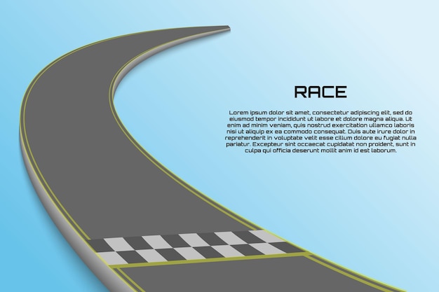 Winnding Curve Road Isolated Race track with finish line