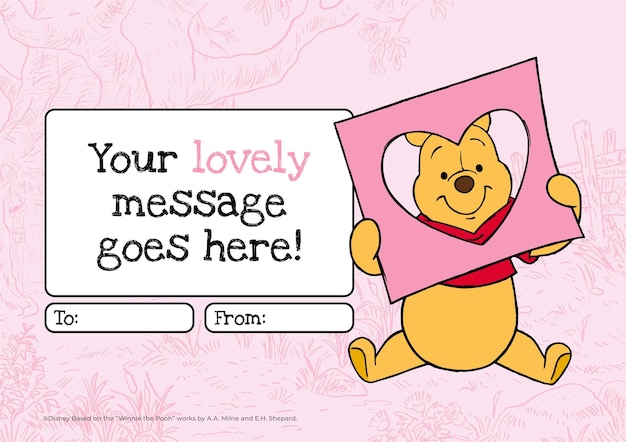 Vector winnie the pooh valentines day card