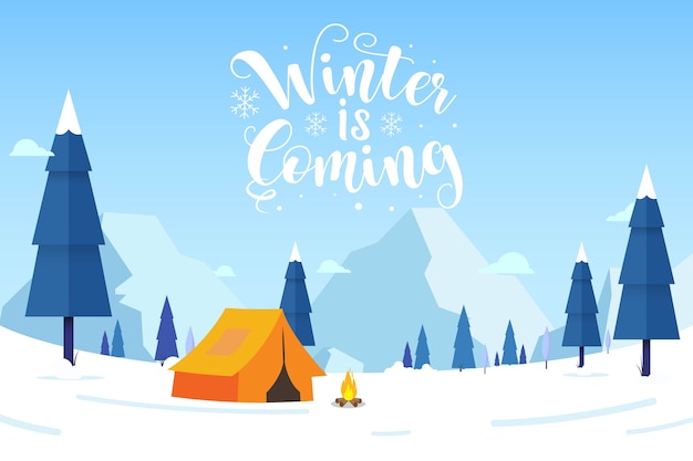 Winter Background with Winter is coming text 