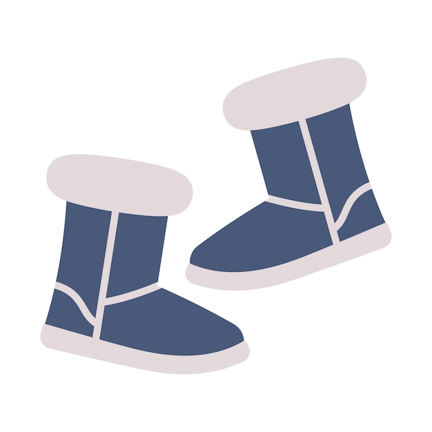 Winter boots shoes vector illustration icon For men women and children Snow and rain