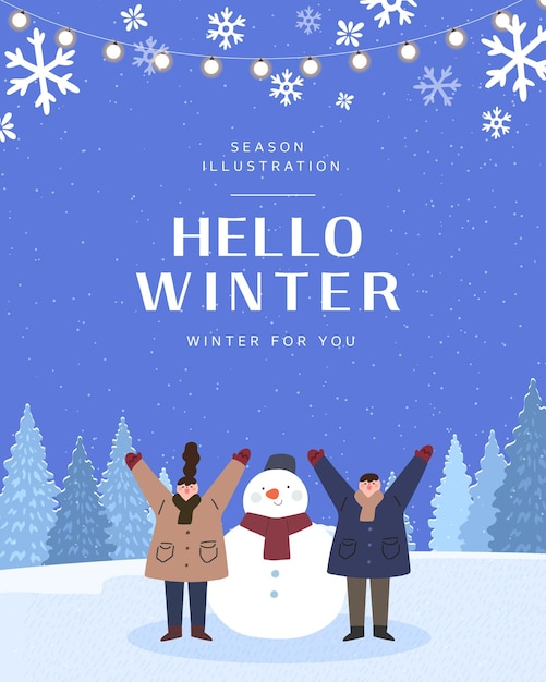 Winter emotional illustration Web Banner Popup