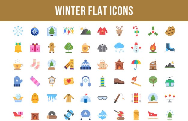 Winter Flat Multicolor Icons