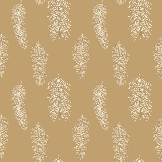 Winter Golden Fir Seamless Pattern Background Vector Illustration