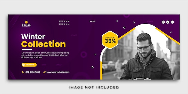 Winter sale facebook cover social media post banner template