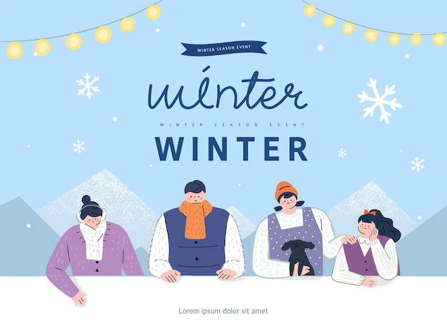 Winter shopping event illustration Banner Popup