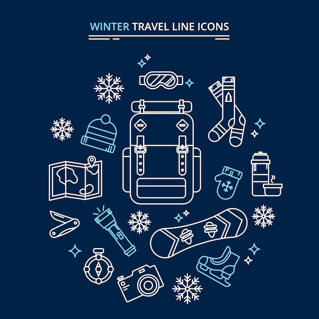 Winter Travel Icons Kit