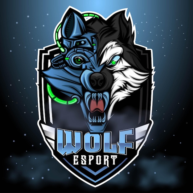 Wolf esport logo gaming team vector