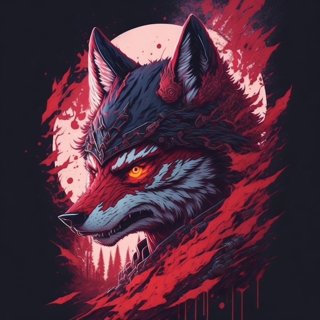 Vector wolf t shirt design wolf head illustration side