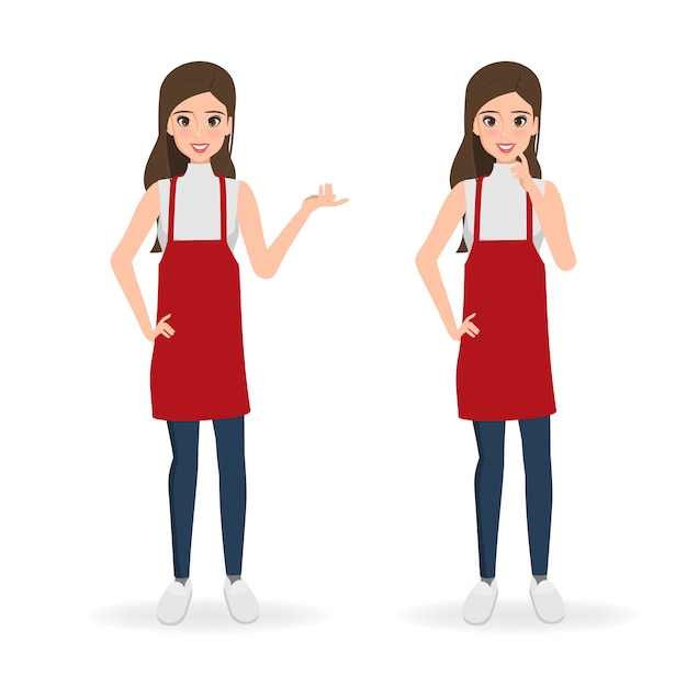 Vector woman in cook character with apron dress.