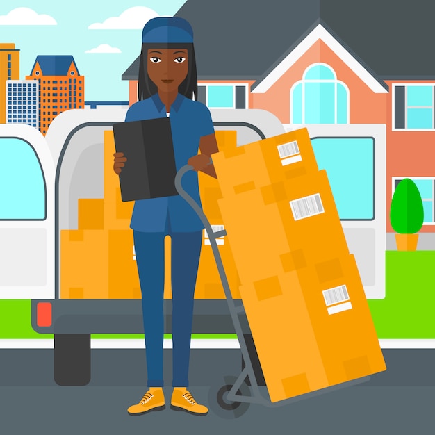 Woman delivering boxes