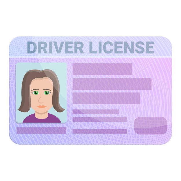 Woman driver license icon Cartoon of woman driver license vector icon for web design isolated on white background