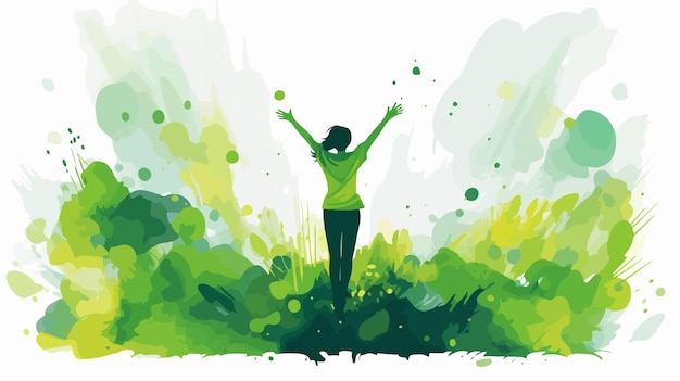 Vector a woman in a green shirt is standing in a field with the words  the best  on it