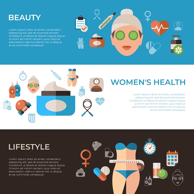 Woman health icons collection