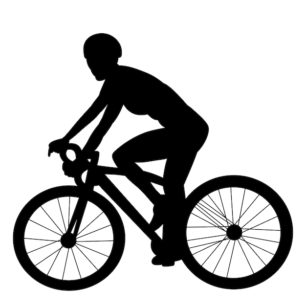 Vector woman riding a bicycle silhouette on a white background