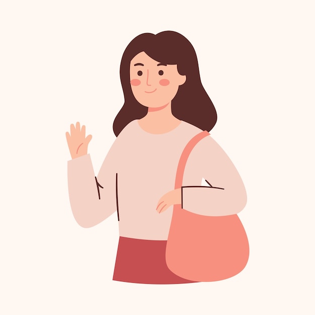 Vector woman waving hand