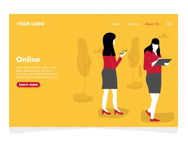 Women chatting Illustration for landing page