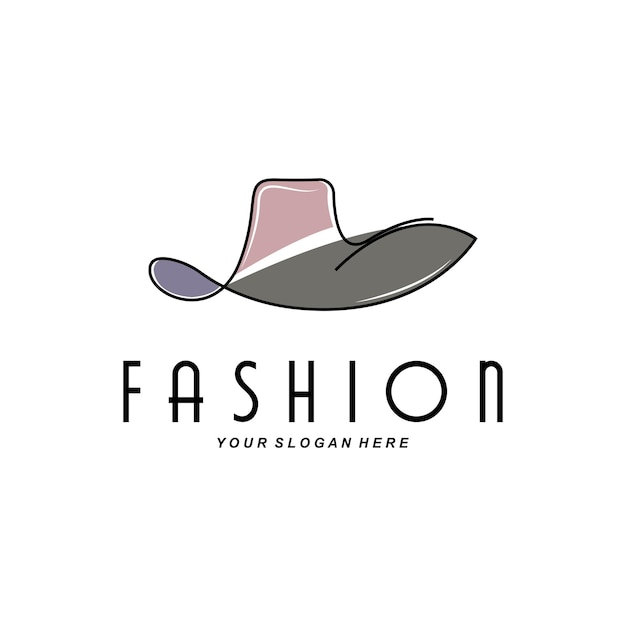 Vector women's hat logo design illustration fashion beauty accessories and product brand care