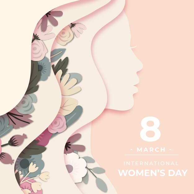 Vector womens day in paper style theme