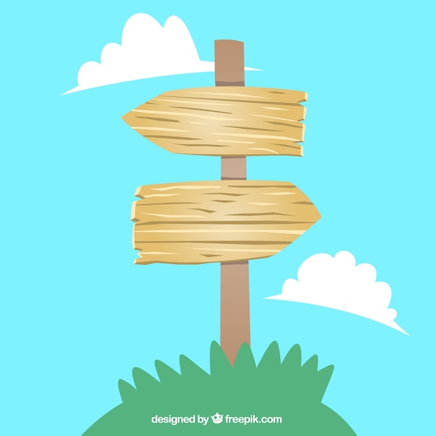 Vector wooden arrows signpost