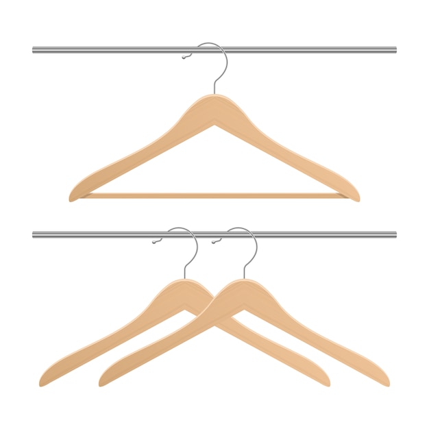 Vector wooden clothing hanger isolated