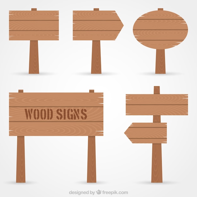 Vector wooden signs set in flat design