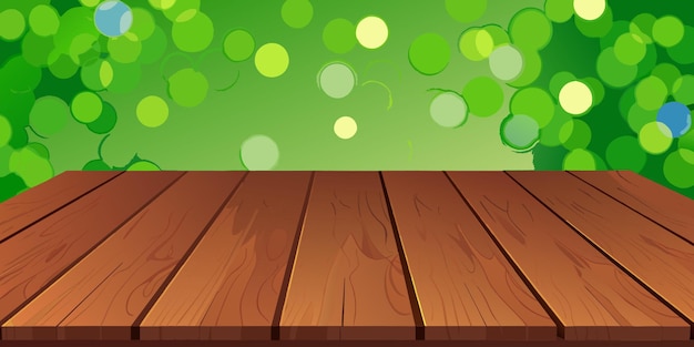 Vector wooden table with a green background free vector