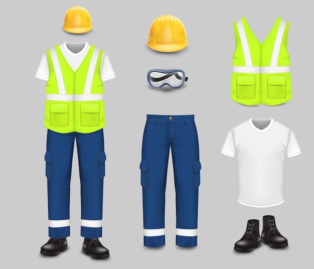 Vector work wear and uniform set vector isolated illustration