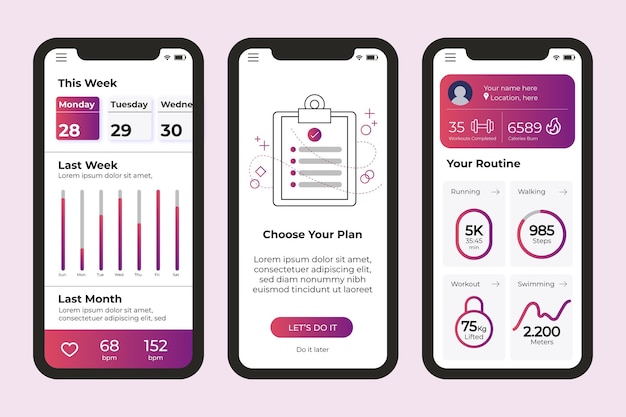 Workout tracker app screens