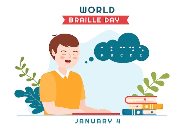 World Braille Day on 4th of January with Text by Alphabet for Means of Communication in Illustration