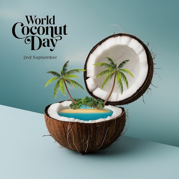 World Coconut Day Celebration Poster Vector Image Illustration